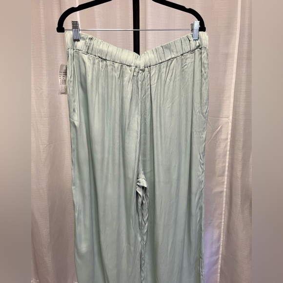 Cloth & Stone Wide Leg Pleated Satin Pant seaside mint green NWT | size Large - Picture 5 of 11